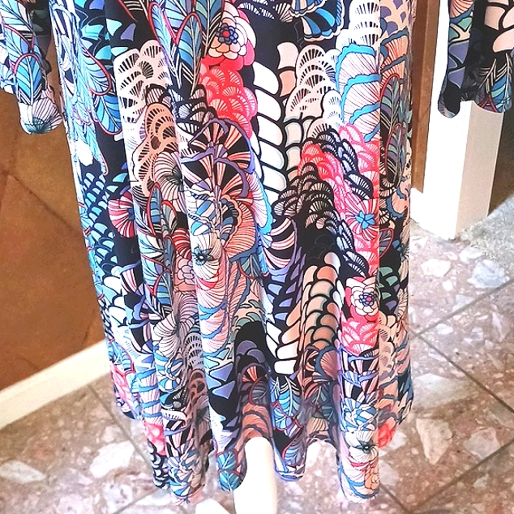 MSK Multi-Colored 3 Ring Mid-Sleeve Super Cute Dress Size XL - Picture 2 of 10